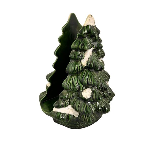 VINTAGE HOLLAND MOLD CERAMIC CHRISTMAS TREE CARD HOLDER NAPKIN HOLDER - Picture 1 of 4